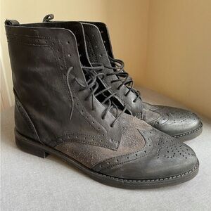 Free People grey leather lace up ankle boots